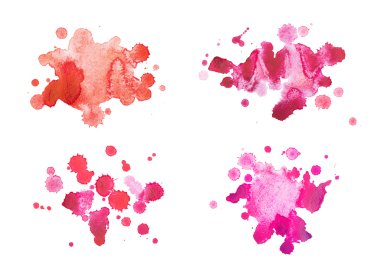 soyut suluboya aquarelle elle çizilmiş kırmızı kan damla splatter leke sanat boya beyaz zemin üzerine