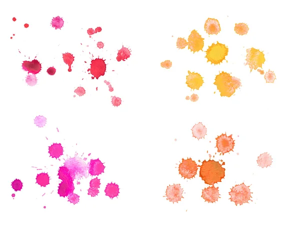 Абстрактный акварель акварель руки нарисованы красочные капли брызг художественной краски на белом фоне — стоковое фото