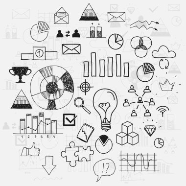 el çizmek doodle öğeleri iş scetches kavramı liderlik Infographic Finans analytics Öğrenmeler ilerleme