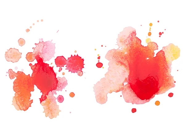 Aquarelle aquarelle abstrait dessiné à la main rouge goutte éclaboussure tache art peinture sur fond blanc Illustration vectorielle — Image vectorielle