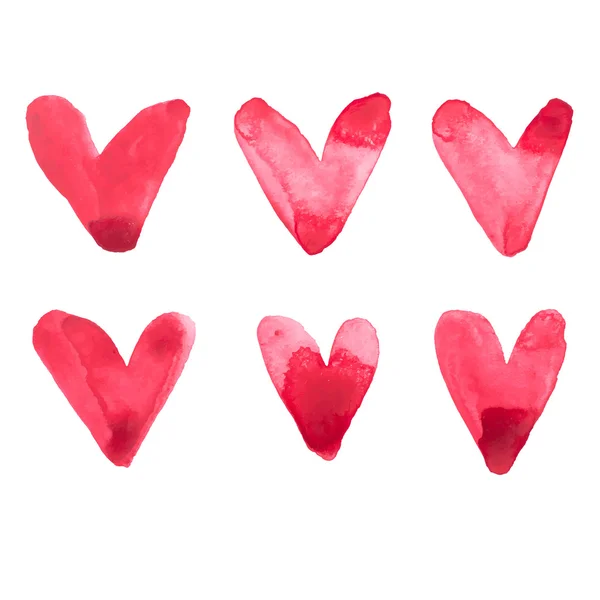 Aquarel aquarelle hand getrokken rood hart liefde kunst verf op witte achtergrond vectorillustratie — Stockvector