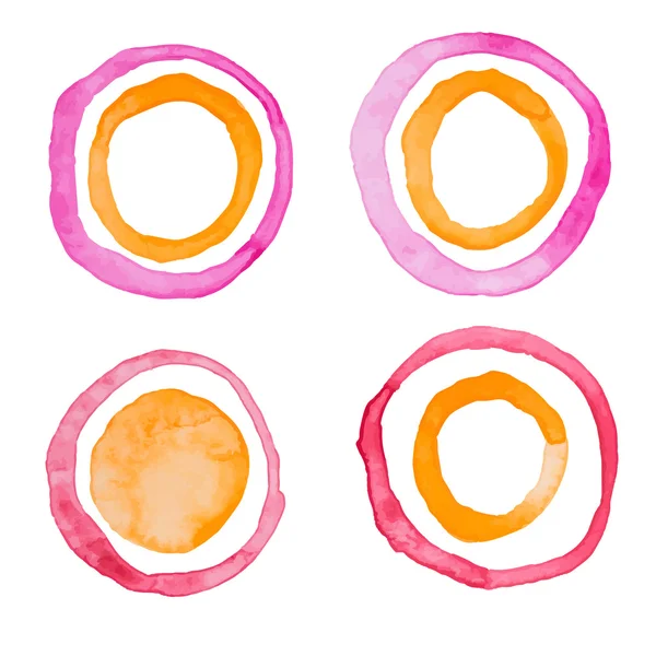 Hand draw watercolor rings circle round stains art paint Vector illustration — Stock Vector