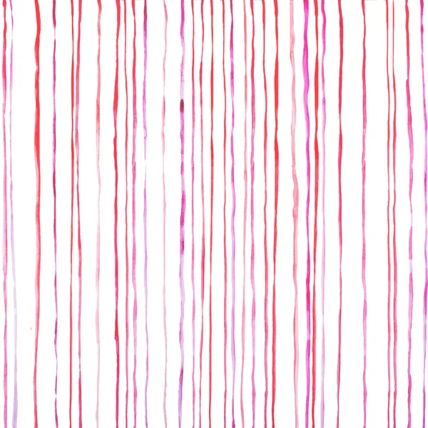 Aquarel aquarelle hand getrokken rode lijnen strepen patroon vectorillustratie — Stockvector