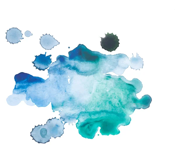 抽象的な水彩 aquarelle 手白背景ベクトル図に描かれた青いアート ペイント — ストックベクタ