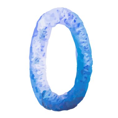 Mektubu O renkli suluboya aquarelle yazı tipi el yazısı türü ele çekin doodle abc alfabesi harfleri vektör çizim.