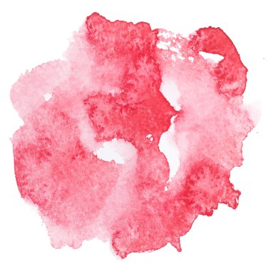 Soyut suluboya aquarelle el çekilmiş kırmızı sanat boya beyaz arka planda vektör çizim