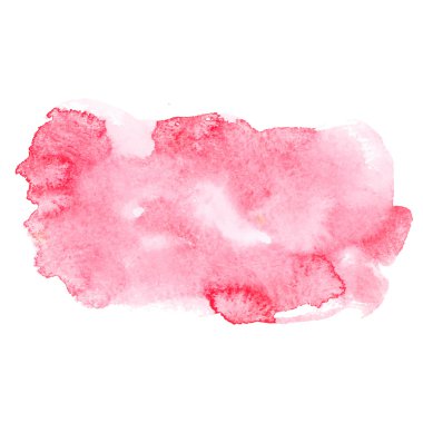 Kırmızı renkli soyut el çizmek suluboya aquarelle sanat boya sıçramak leke beyaz zemin üzerine vektör çizim