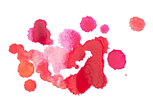 Aquarell handgezeichnet roter Tropfen Spritzer Fleck Kunstfarbe — Stockvektor