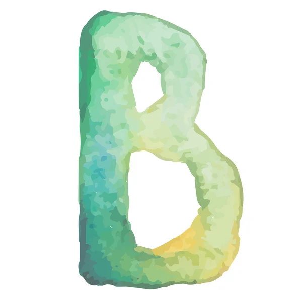 Mektup B renkli suluboya aquarelle yazı tipi — Stok Vektör