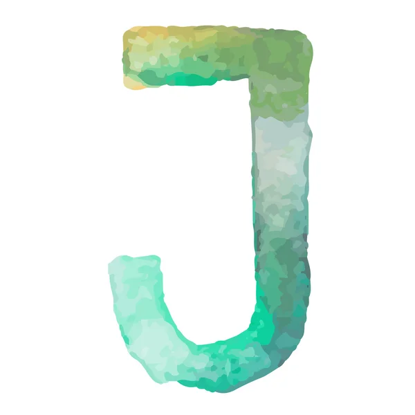 Γράμμα J πολύχρωμο τύπος γραμματοσειράς ακουαρέλα, ακουαρέλα — Διανυσματικό Αρχείο