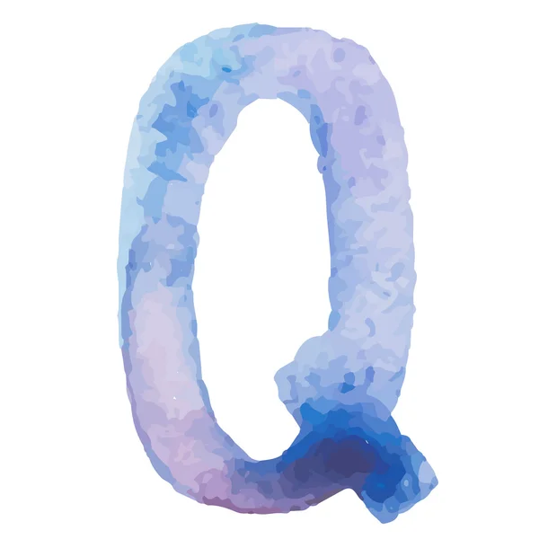 Letter Q Colorful watercolor aquarelle font type handwritten hand draw doodle abc alphabet letters Vector illustration. — Stock Vector