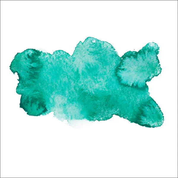 Yeşil mavi renkli soyut el çizmek suluboya aquarelle sanat boya sıçramak leke beyaz zemin üzerine vektör çizim — Stok Vektör