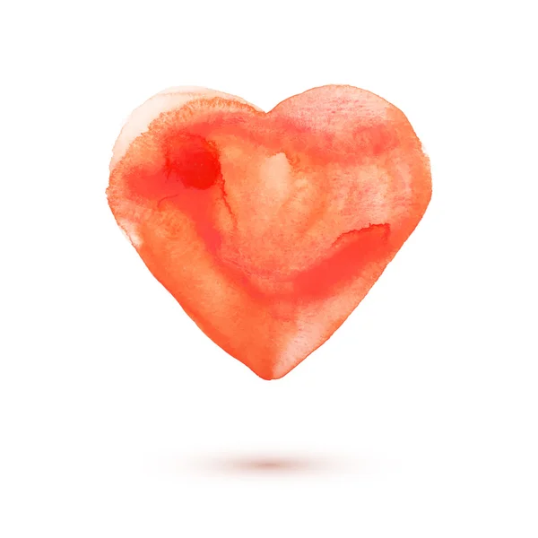 手を描く水彩 aquarelle アート ペイント愛赤い心臓ベクトル イラスト — ストックベクタ
