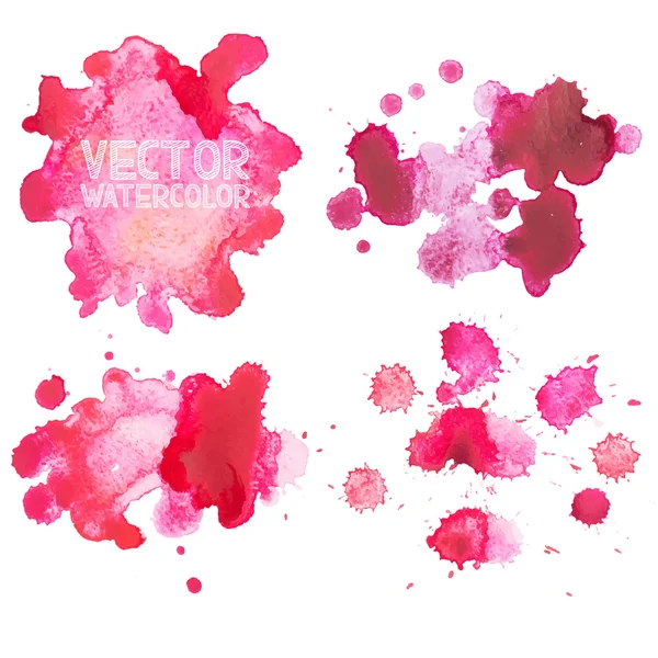 Abstract aquarel aquarelle hand getrokken rood bloed daling splatter vlek kunst verf op witte achtergrond vectorillustratie — Stockvector