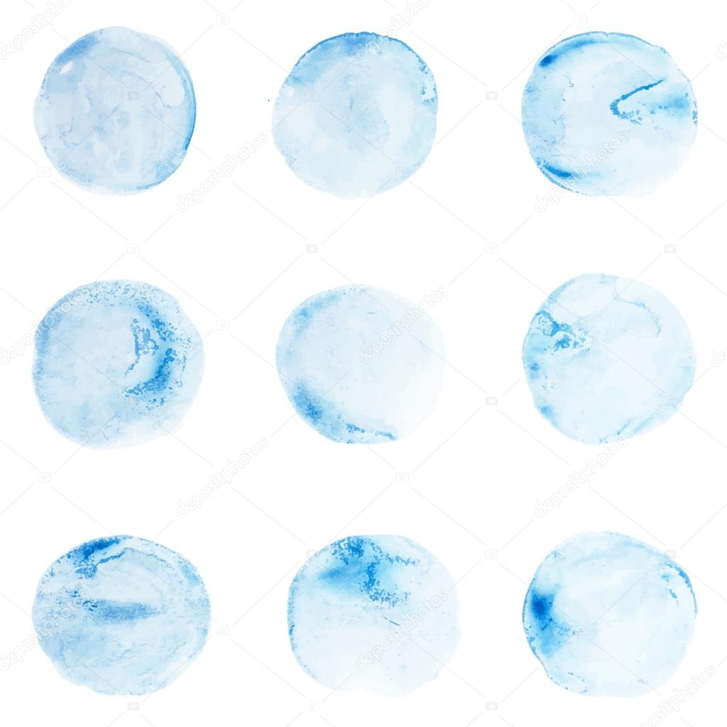Aquarelle hand draw circle  blue art paint splatter stain