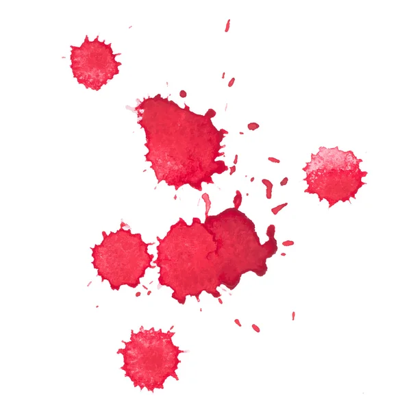 Abstract watercolor aquarelle hand drawn red drop splatter stain art paint on white background Vector illustration — Stock Vector