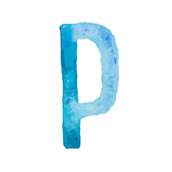 Γράμμα P πολύχρωμο χέρι τύπου χειρόγραφη γραμματοσειρά ακουαρέλα, ακουαρέλα επιστήσω doodle abc αλφάβητο γραμμάτων Vector εικονογράφηση. — Διανυσματικό Αρχείο