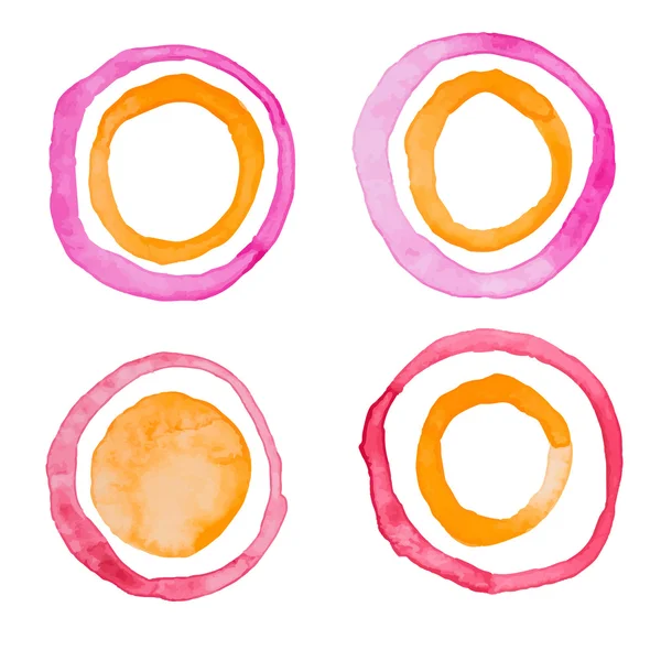 Disegno a mano anelli ad acquerello cerchio macchie rotonde arte pittura Vettoriale illustrazione — Vettoriale Stock