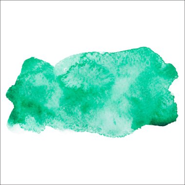 Yeşil renkli soyut el çizmek suluboya aquarelle sanat boya sıçramak leke beyaz zemin üzerine vektör çizim