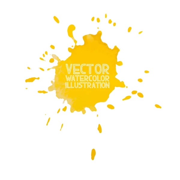 Acuarela acuarela abstracta dibujado a mano amarillo gota salpicadura pintura de arte sobre fondo blanco Vector ilustración — Vector de stock
