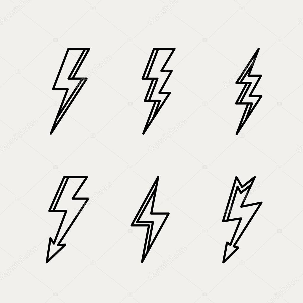 Lightning icon minimal linear contour outline style vector