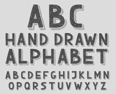 Hand drawn doodle sketch abc alphabet letters, vector illustration. clipart