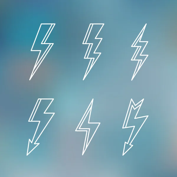 Blitz-Symbol minimale lineare Kontur Umriss Stil verschwommen Hintergrund Vektor Illustration — Stockvektor