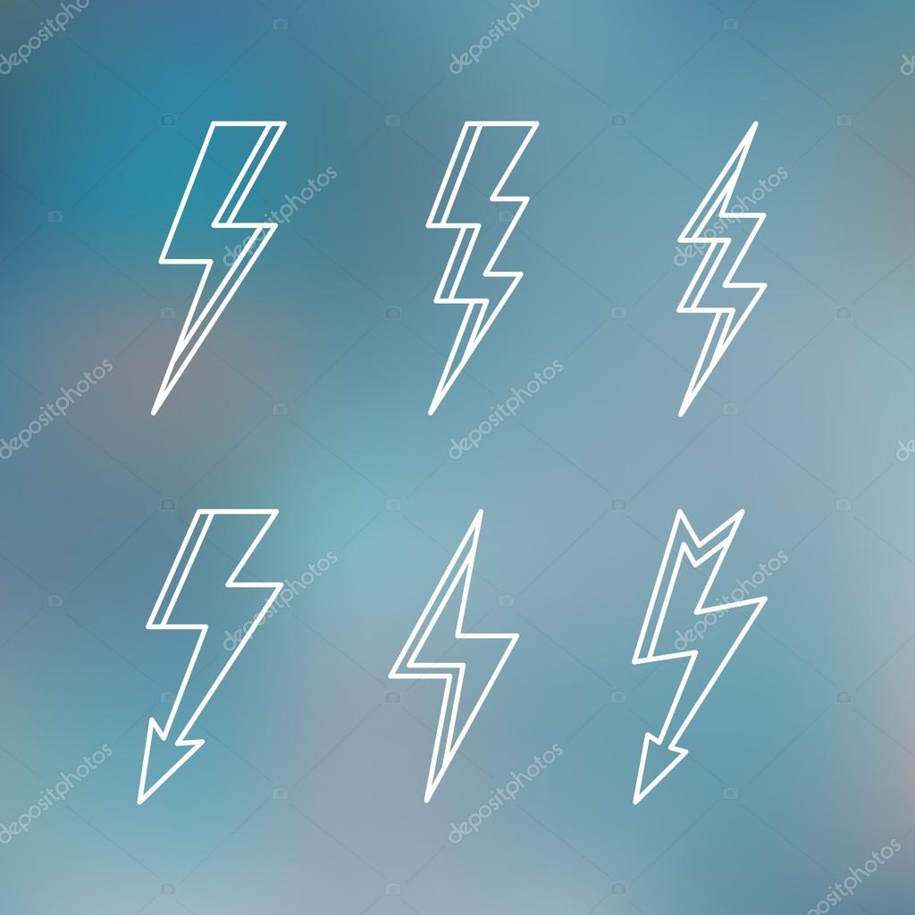 Lightning icon minimal linear contour outline style blurred background vector illustration