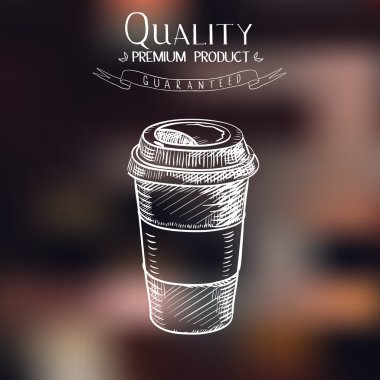 elle çizilmiş doodle kroki vintage kağıt bardak kahve paket servisi olan Restoran Menü Restoran, Cafe, bar, kahve dükkanında