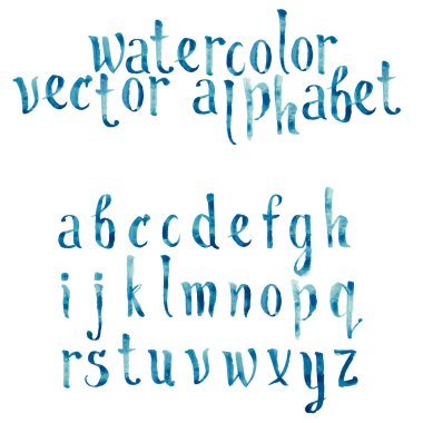 Colorful watercolor aquarelle font type handwritten hand drawn doodle abc alphabet letters vector
