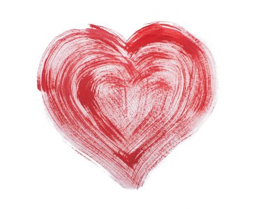 suluboya aquarelle elle çizilmiş renkli kırmızı kalp sanat renk boya veya kan splatter leke