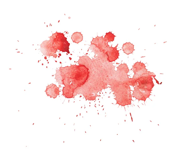 Abstract watercolor aquarelle hand drawn colorful shapes art red color paint or blood splatter stain — Stock Photo, Image