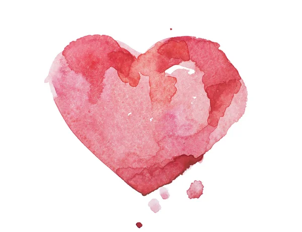 Watercolor aquarelle hand drawn colorful red heart art color paint or blood splatter stain — Stock Photo, Image