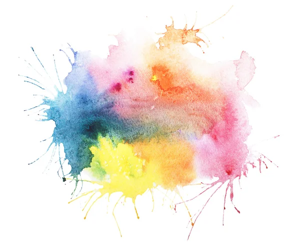 Abstract watercolor aquarelle hand drawn blot colorful paint splatter stain — Stock Photo, Image