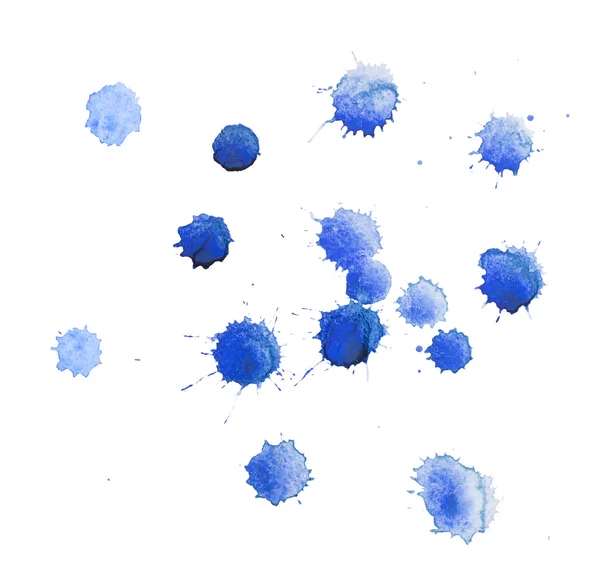 Abstrakte Aquarell-Aquarell von Hand gezeichnet bunte blaue Kunstfarbe Spritzer Fleck auf weißem Hintergrund. — Stockfoto