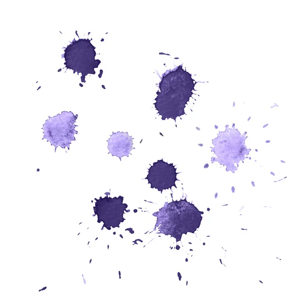 Abstract watercolor aquarelle hand drawn colorful blue art paint splatter stain on white background. — Stock Photo, Image