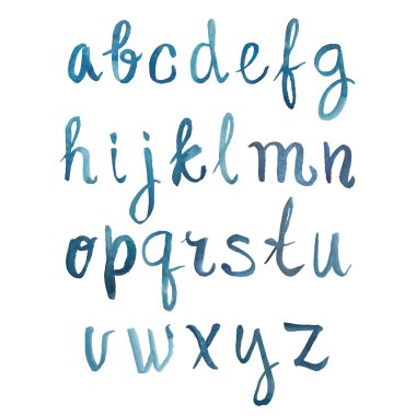 renkli suluboya aquarelle yazı tipi el yazısı türü elle çizilmiş doodle abc alfabesi harfleri vektör