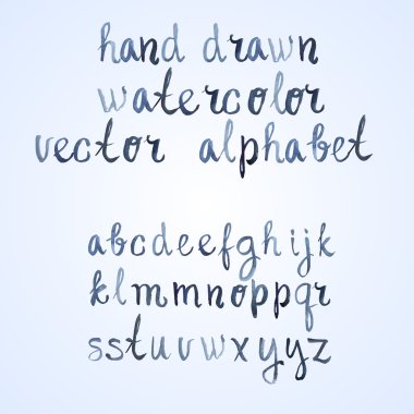 Colorful watercolor aquarelle font type handwritten hand drawn doodle abc alphabet letters vector
