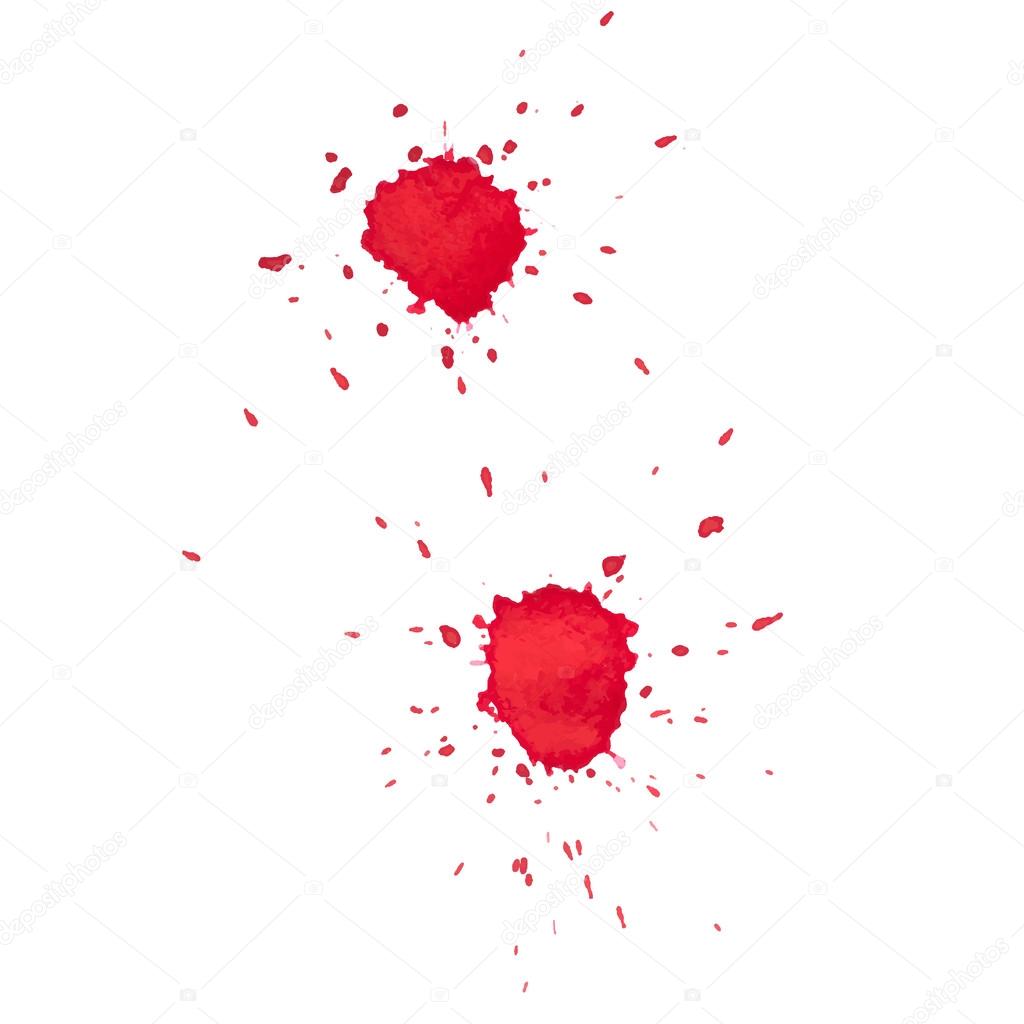 Abstract watercolor aquarelle hand drawn red drop splatter stain art paint on white background Vector illustration