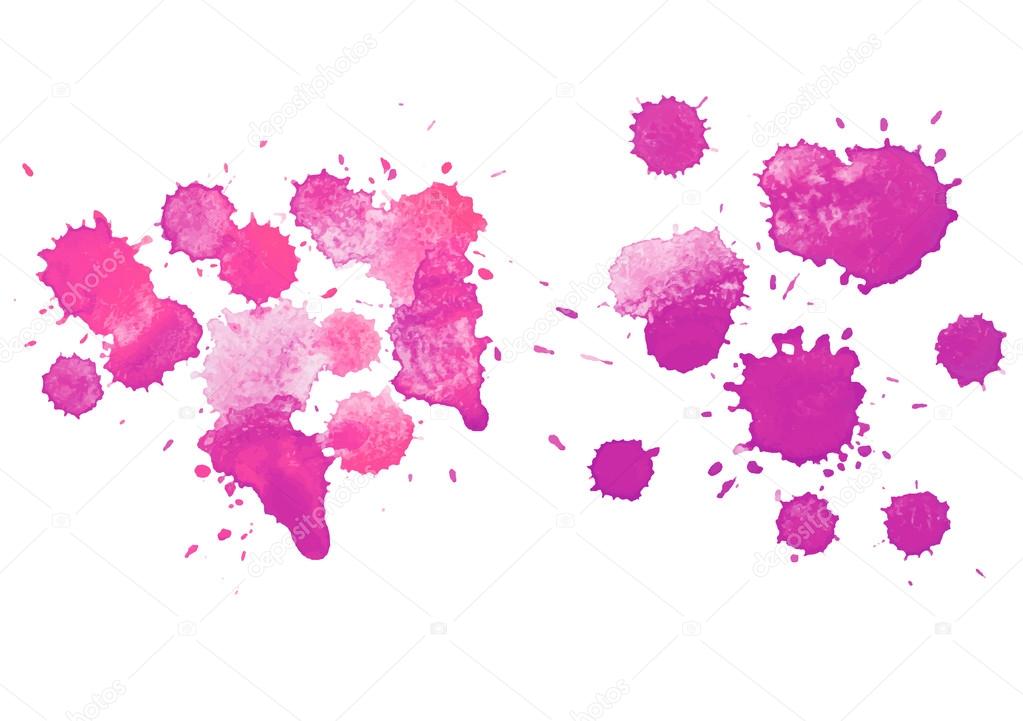 Abstract watercolor aquarelle hand drawn red drop splatter stain art paint on white background Vector illustration