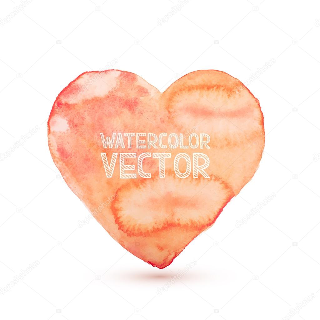Hand draw watercolor aquarelle art paint love red heart Vector illustration