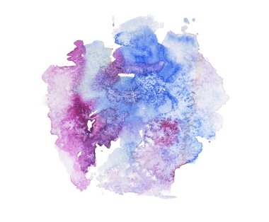 soyut suluboya aquarelle el çekilmiş renkli sanat boya splatter leke beyaz zemin üzerine.