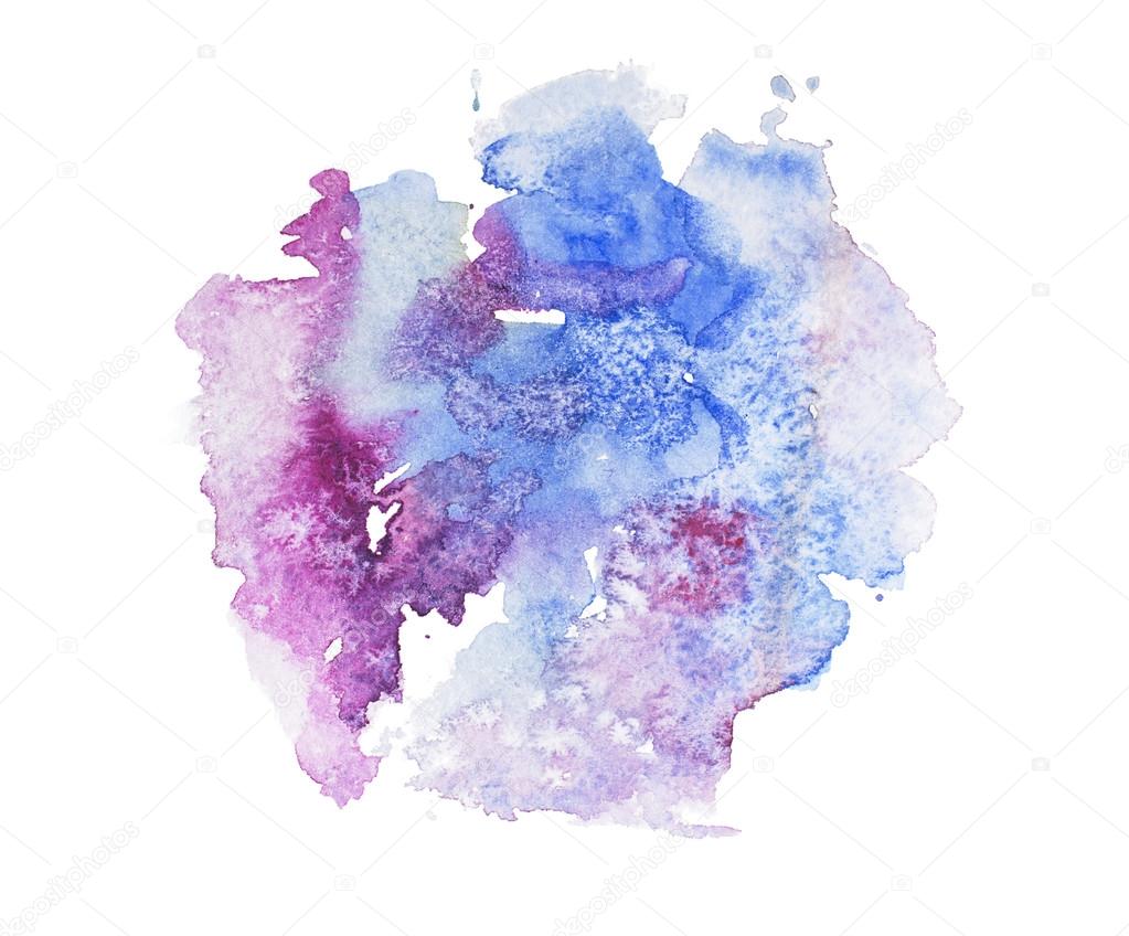 Abstract watercolor aquarelle hand drawn colorful art paint splatter stain on white background.