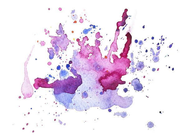 抽象的水彩画水彩画手绘在污渍上五颜六色的颜料飞溅 — 图库照片