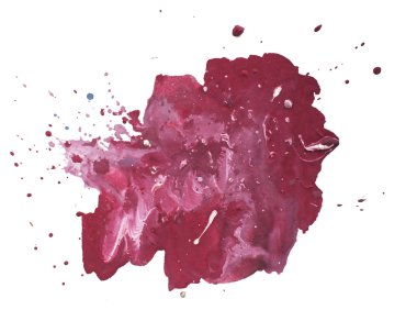 Soyut elle çizilmiş kırmızı damla sıçramak leke sanat kalın boya beyaz arka plan üzerinde