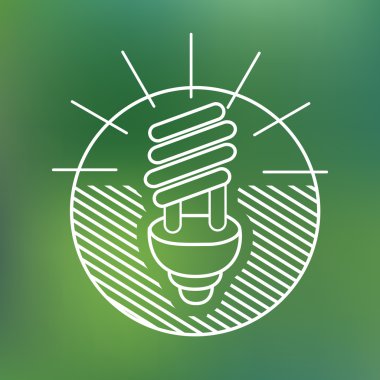 energy saving spiral eco lamp fluorescent light bulb linear icon environmentally friendly planet Ecology Concept