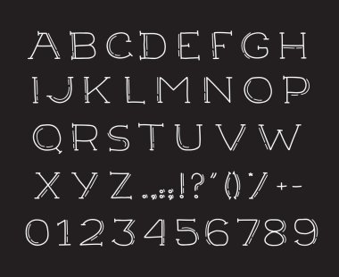 El alfabesi handwritting abc vektörel yazı tipi drawin. Harfler, sayılar ve noktalama işaretleri yazın.