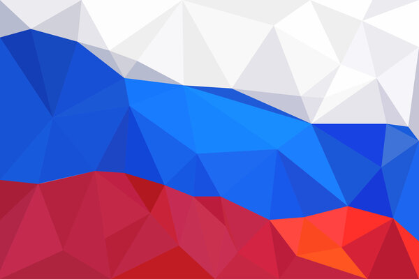 Abstract creative triangle geometrical mosaic Russian flag