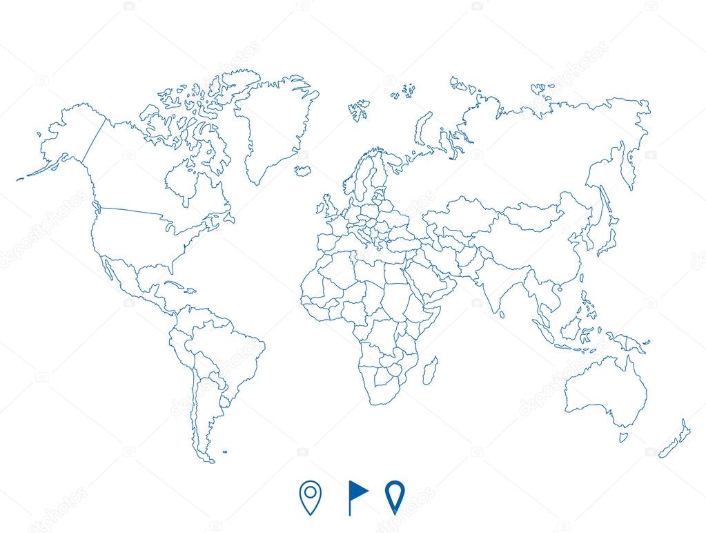 Political world blue map and vector illustration