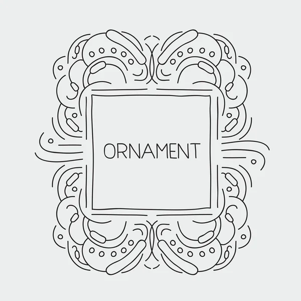 Hand drawn emblem abstract template Elegant linear logo outline elegant calligraphic monogram — Stock Vector